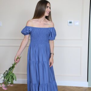 Sukienka z bufkami Rosa Niebieska